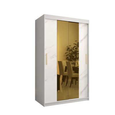 Designer gardrób arany tükörrel 1. FOGANTYÚ - szélesség 120 cm, fehér