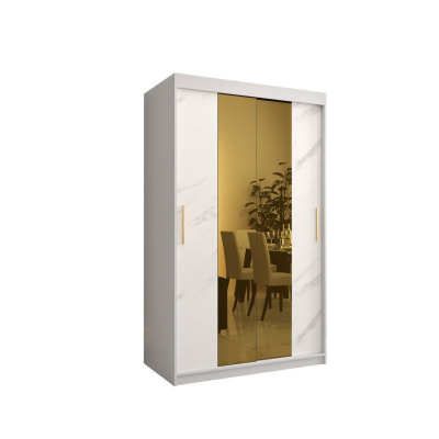 Designer gardrób arany tükörrel 1. FOGANTYÚ - szélesség 120 cm, fehér
