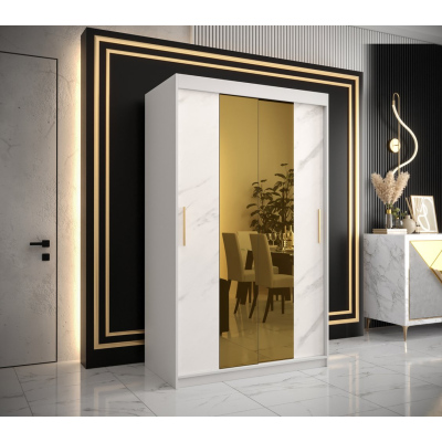 Designer gardrób arany tükörrel 1. FOGANTYÚ - szélesség 120 cm, fehér