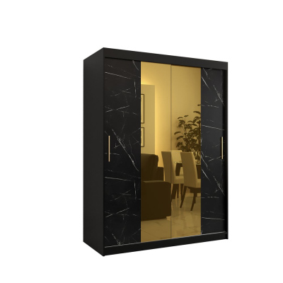 Designer gardrób arany tükörrel 1. FOGANTYÚ - szélesség 150 cm, fekete