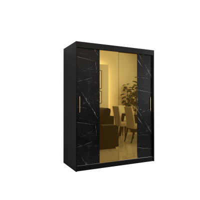 Designer gardrób arany tükörrel 1. FOGANTYÚ - szélesség 150 cm, fekete