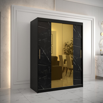 Designer gardrób arany tükörrel 1. FOGANTYÚ - szélesség 150 cm, fekete