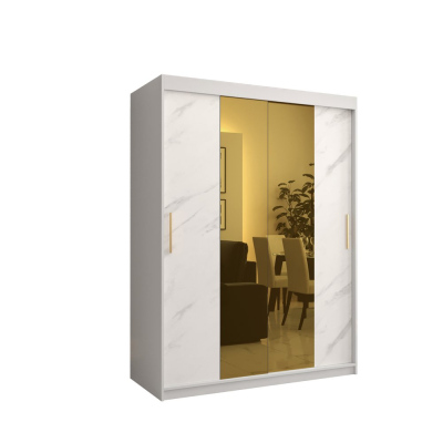 Designer gardrób arany tükörrel 1. FOGANTYÚ - szélesség 150 cm, fehér