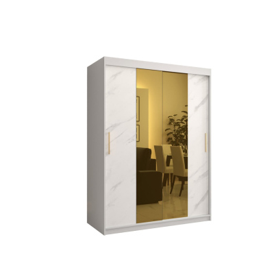 Designer gardrób arany tükörrel 1. FOGANTYÚ - szélesség 150 cm, fehér