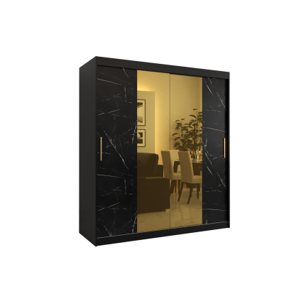 Designer gardrób arany tükörrel 1. FOGANTYÚ - szélesség 180 cm, fekete