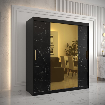 Designer gardrób arany tükörrel 1. FOGANTYÚ - szélesség 180 cm, fekete