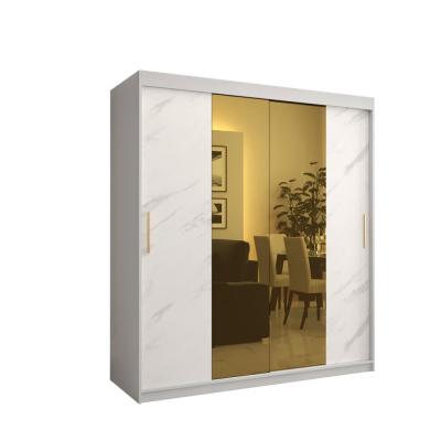 Designer gardrób arany tükörrel 1. FOGANTYÚ - szélesség 180 cm, fehér