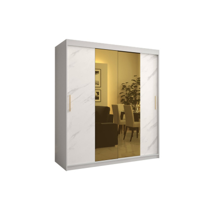 Designer gardrób arany tükörrel 1. FOGANTYÚ - szélesség 180 cm, fehér