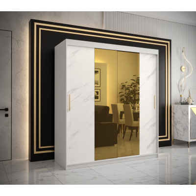 Designer gardrób arany tükörrel 1. FOGANTYÚ - szélesség 180 cm, fehér
