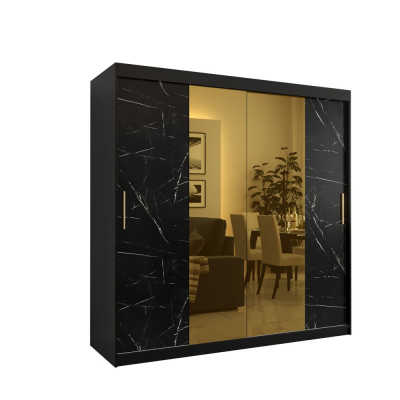 Designer gardrób arany tükörrel 1. FOGANTYÚ - szélesség 200 cm, fekete