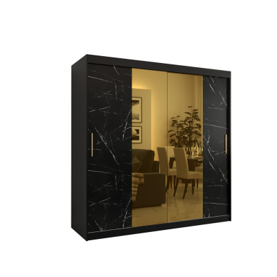 Designer gardrób arany tükörrel 1. FOGANTYÚ - szélesség 200 cm, fekete