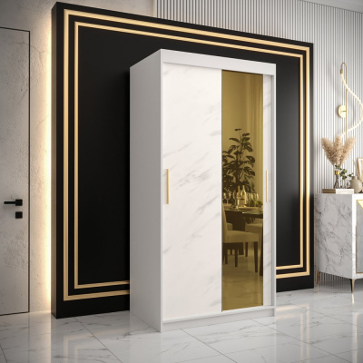 Designer gardrób arany tükörrel 2. FOGANTYÚ - szélesség 100 cm, fehér