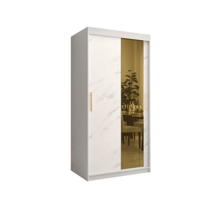 Designer gardrób arany tükörrel 2. FOGANTYÚ - szélesség 100 cm, fehér