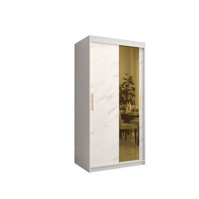 Designer gardrób arany tükörrel 2. FOGANTYÚ - szélesség 100 cm, fehér