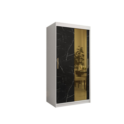 Designer gardrób arany tükörrel 2. FOGANTYÚ - szélesség 100 cm, fehér / fekete