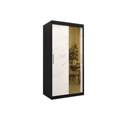 Designer gardrób arany tükörrel 2. FOGANTYÚ - szélesség 100 cm, fekete / fehér