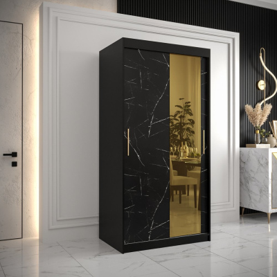 Designer gardrób arany tükörrel 2. FOGANTYÚ - szélesség 100 cm, fekete