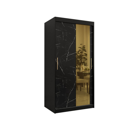 Designer gardrób arany tükörrel 2. FOGANTYÚ - szélesség 100 cm, fekete