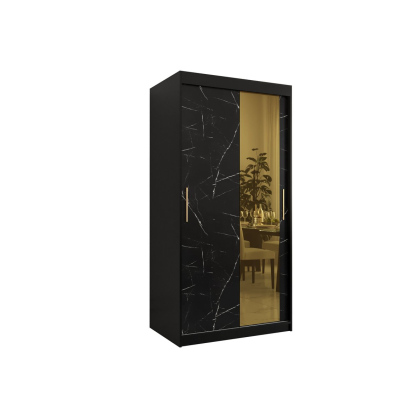 Designer gardrób arany tükörrel 2. FOGANTYÚ - szélesség 100 cm, fekete