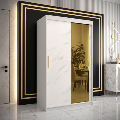 Designer gardrób arany tükörrel 2. FOGANTYÚ - szélesség 120 cm, fehér