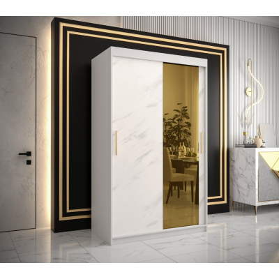 Designer gardrób arany tükörrel 2. FOGANTYÚ - szélesség 120 cm, fehér