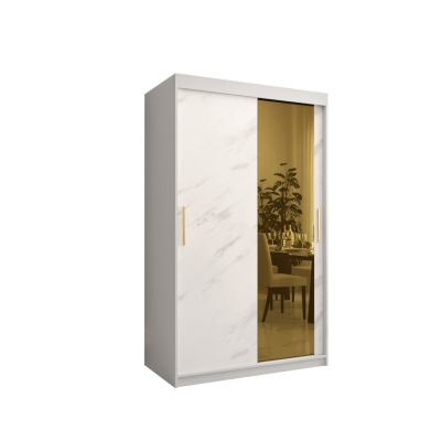 Designer gardrób arany tükörrel 2. FOGANTYÚ - szélesség 120 cm, fehér
