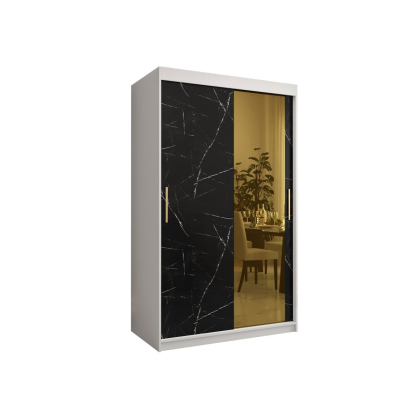 Designer gardrób arany tükörrel 2. FOGANTYÚ - szélesség 120 cm, fehér / fekete
