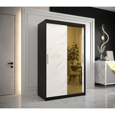 Designer gardrób arany tükörrel 2. FOGANTYÚ - szélesség 120 cm, fekete / fehér
