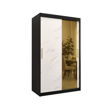 Designer gardrób arany tükörrel 2. FOGANTYÚ - szélesség 120 cm, fekete / fehér