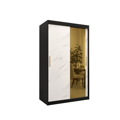 Designer gardrób arany tükörrel 2. FOGANTYÚ - szélesség 120 cm, fekete / fehér