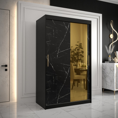 Designer gardrób arany tükörrel 2. FOGANTYÚ - szélesség 120 cm, fekete