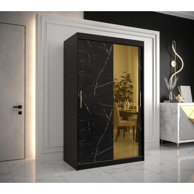 Designer gardrób arany tükörrel 2. FOGANTYÚ - szélesség 120 cm, fekete