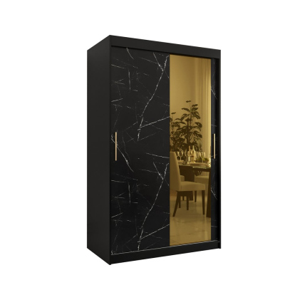Designer gardrób arany tükörrel 2. FOGANTYÚ - szélesség 120 cm, fekete
