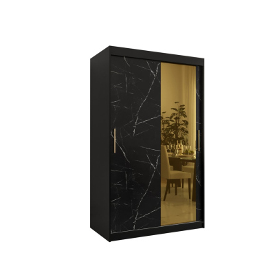 Designer gardrób arany tükörrel 2. FOGANTYÚ - szélesség 120 cm, fekete