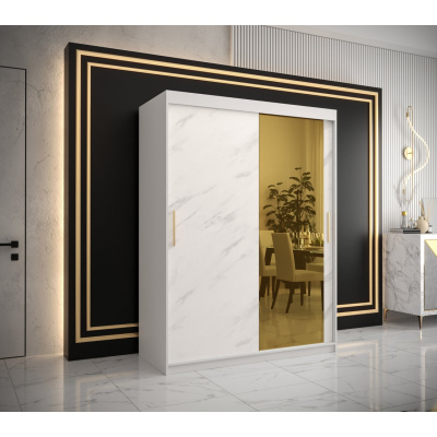 Designer gardrób arany tükörrel 2. FOGANTYÚ - szélesség 150 cm, fehér
