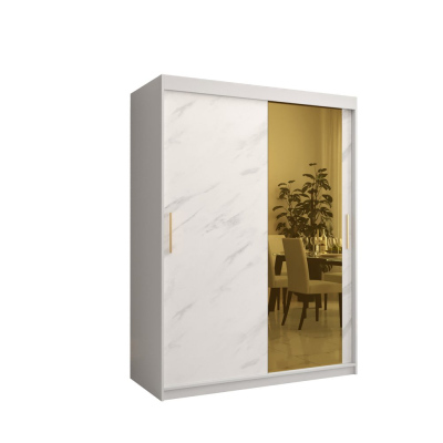 Designer gardrób arany tükörrel 2. FOGANTYÚ - szélesség 150 cm, fehér