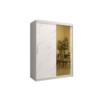Designer gardrób arany tükörrel 2. FOGANTYÚ - szélesség 150 cm, fehér