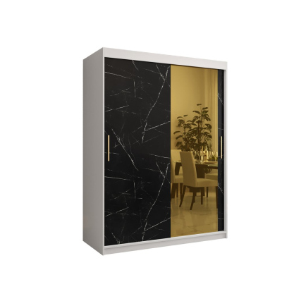 Designer gardrób arany tükörrel 2. FOGANTYÚ - szélesség 150 cm, fehér / fekete