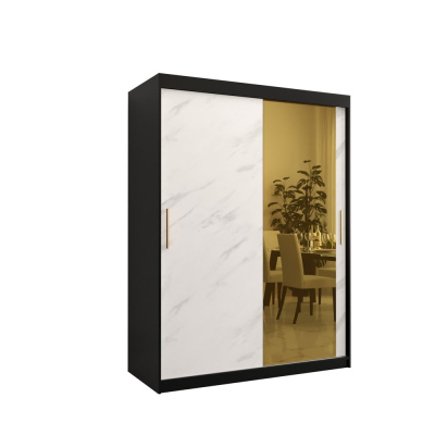 Designer gardrób arany tükörrel 2. FOGANTYÚ - szélesség 150 cm, fekete / fehér