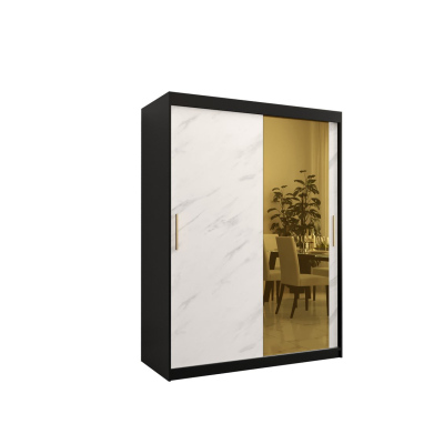 Designer gardrób arany tükörrel 2. FOGANTYÚ - szélesség 150 cm, fekete / fehér