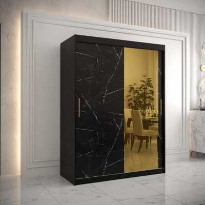 Designer gardrób arany tükörrel 2. FOGANTYÚ - szélesség 150 cm, fekete