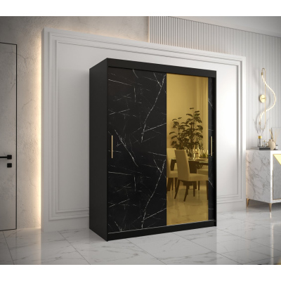 Designer gardrób arany tükörrel 2. FOGANTYÚ - szélesség 150 cm, fekete