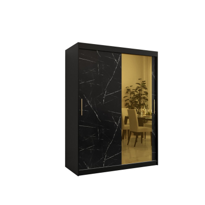 Designer gardrób arany tükörrel 2. FOGANTYÚ - szélesség 150 cm, fekete