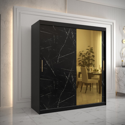 Designer gardrób arany tükörrel 2. FOGANTYÚ - szélesség 180 cm, fekete