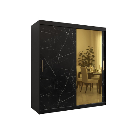 Designer gardrób arany tükörrel 2. FOGANTYÚ - szélesség 180 cm, fekete