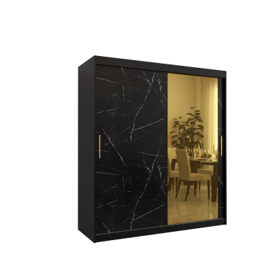Designer gardrób arany tükörrel 2. FOGANTYÚ - szélesség 180 cm, fekete