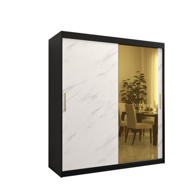 Designer gardrób arany tükörrel 2. FOGANTYÚ - szélesség 180 cm, fekete / fehér