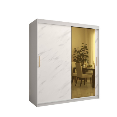 Designer gardrób arany tükörrel 2. FOGANTYÚ - szélesség 180 cm, fehér