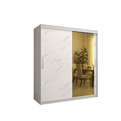 Designer gardrób arany tükörrel 2. FOGANTYÚ - szélesség 180 cm, fehér