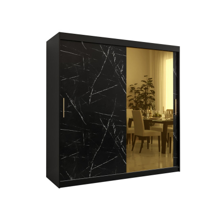 Designer gardrób arany tükörrel 2. FOGANTYÚ - szélesség 200 cm, fekete